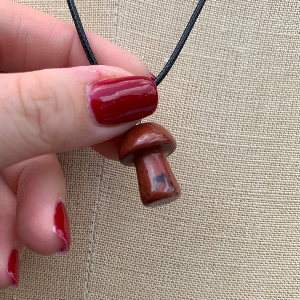 Handmade Stone/Glass Mushroom Amulet Necklace - Picture 8 of 11